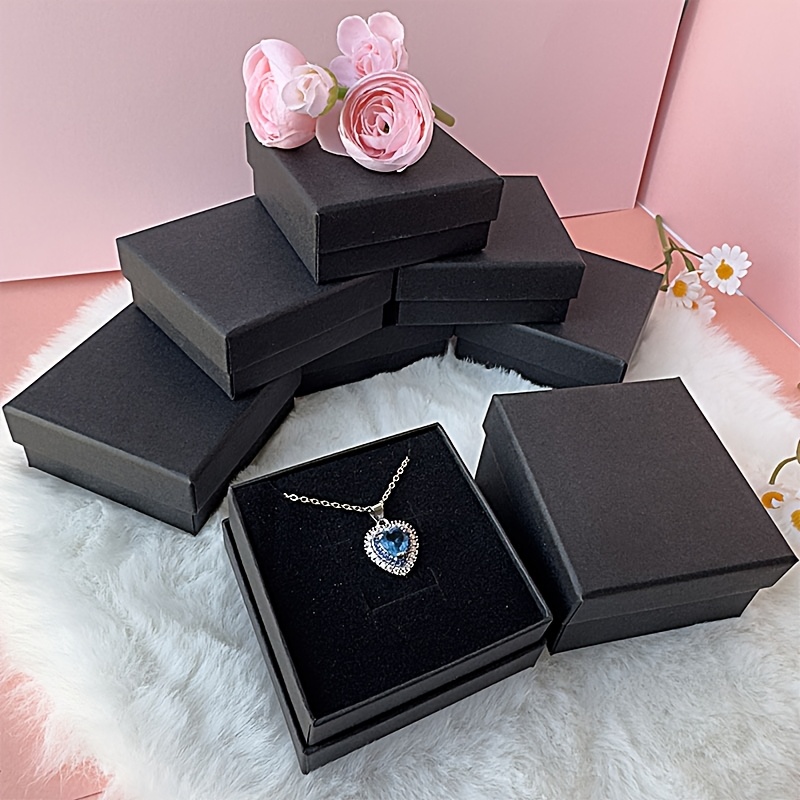 Classic Black Paper Jewelry Boxes for Necklaces and Pendants